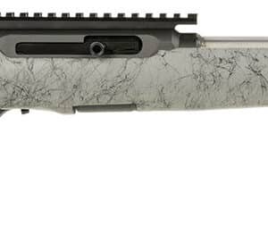 Savage Arms 47253 A Series TimberLite 22LR 10+1 18" Black Threaded Carbon Fiber/SS Barrel, Black Picatinny Rail Steel Receiver, Gray w/Black Webbing Synthetic Fixed Thumbhole Stock