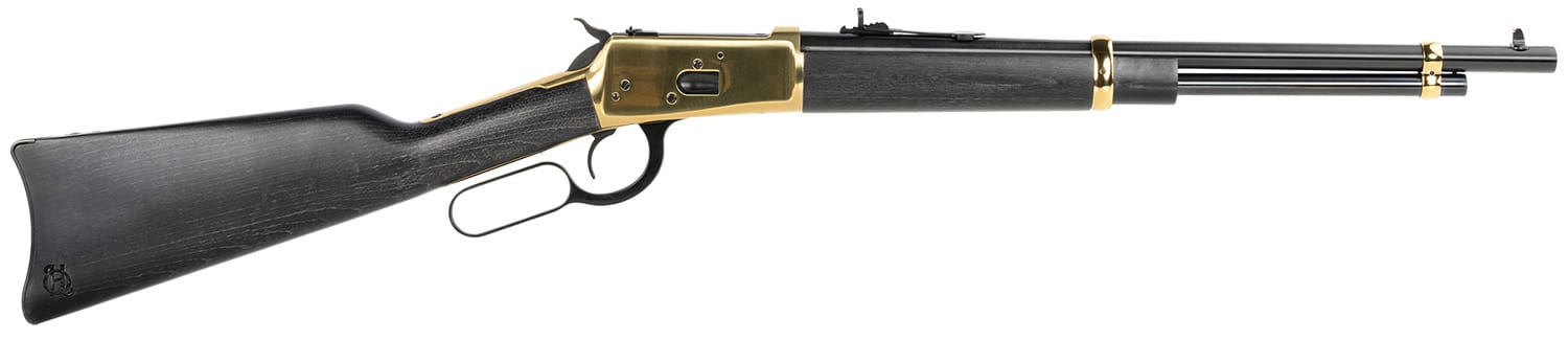 Heritage Mfg H9235718G 92 357 Mag 8+1 18" Black Steel Barrel, Gold PVD Stainless Steel Receiver, Black Fixed Wood Stock