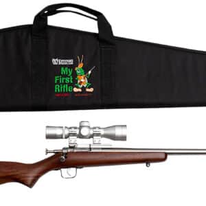Crickett KSA2238BSC My First Rifle Package 22 S/L/LR Single Shot 16.10" Stainless Steel Barrel & Receiver, American Walnut Fixed Stock, 4x32 Scope