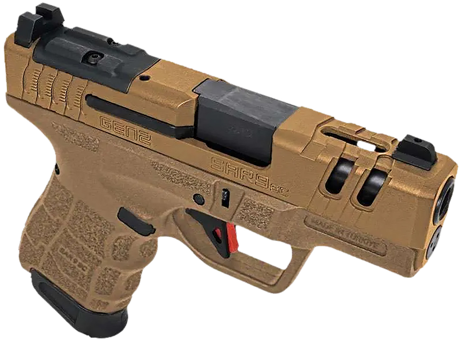 SAR USA SAR9SCG2BR SAR9 SC Gen2 Sub-Compact Frame 9mm Luger 15+1 3.30" Black Steel Barrel, Bronze Cerakote Steel Optic Ready/Ported/Serrated Slide, Bronze Polymer Frame, Bronze Polymer Grip