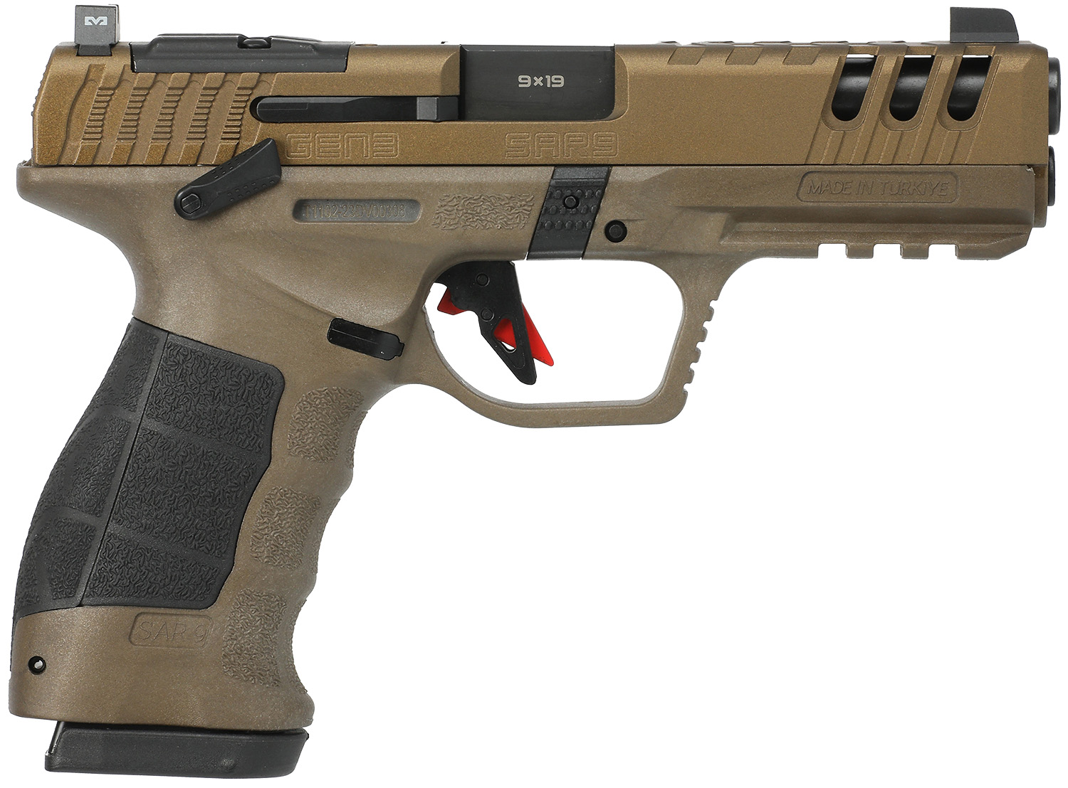 SAR USA SAR9G3BR SAR9 Gen3 Full Size Frame 9mm Luger 17+1 4.40" Black Steel Barrel, Bronze Cerakote Steel Serrated Slide, Bronze Cerakote Polymer Frame w/Picatinny Rail, Black Polymer Grip