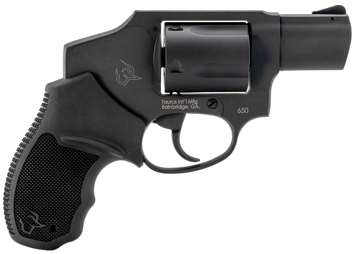 Taurus 2-650121 650 Small 357 Mag/38 Special +P 5 Shot 2" Matte Black Alloy Steel Barrel, Cylinder & Frame, Black Rubber Grip, Transfer Bar Safety, Concealed Hammer