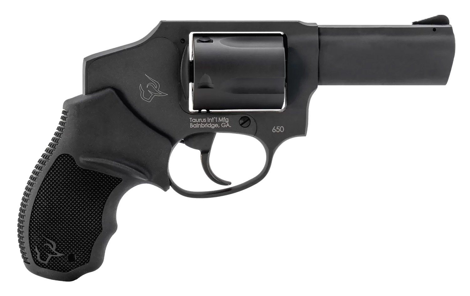 Taurus 2-650131 650 Small 357 Mag/38 Special +P 5 Shot 3" Matte Black Alloy Steel Barrel, Cylinder & Frame, Black Rubber Grip, Transfer Bar Safety, Concealed Hammer