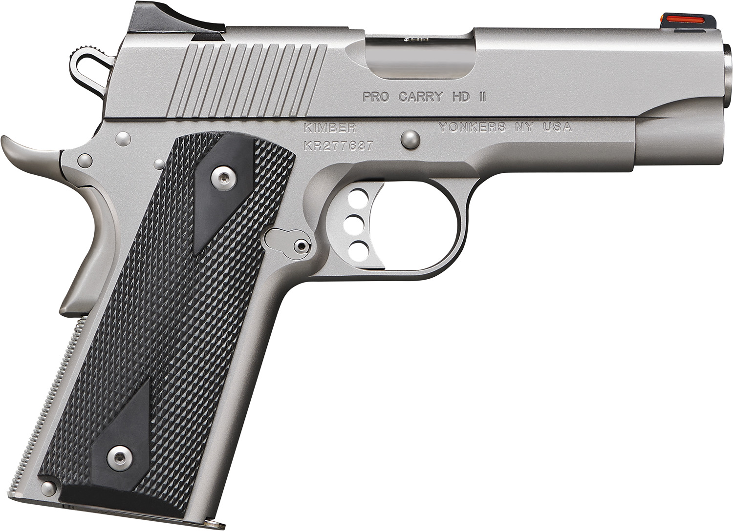 Kimber Mfg.,inc 3200044CA Pro Carry HD II (CA) 38 Super 9+1 4" Stainless Steel Slide Satin Silver Black Synthetic Double Diamond Checkering Grip