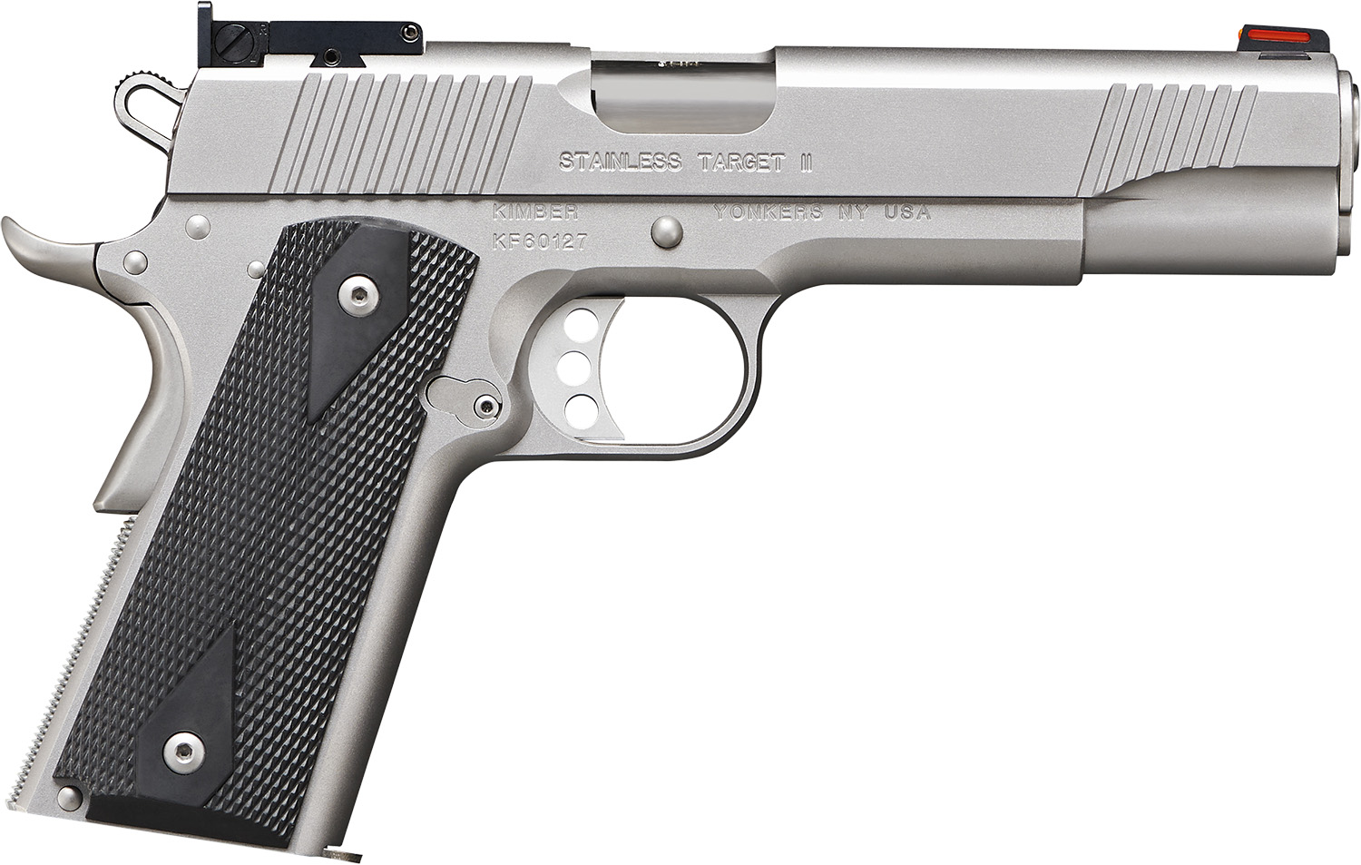 Kimber Mfg.,inc 3200108CA Stainless Target II (CA) 9mm 9+1 5" Satin Silver Front Serrations Stainless Steel Slide Black Synthetic Double-Diamond Checkering Grip
