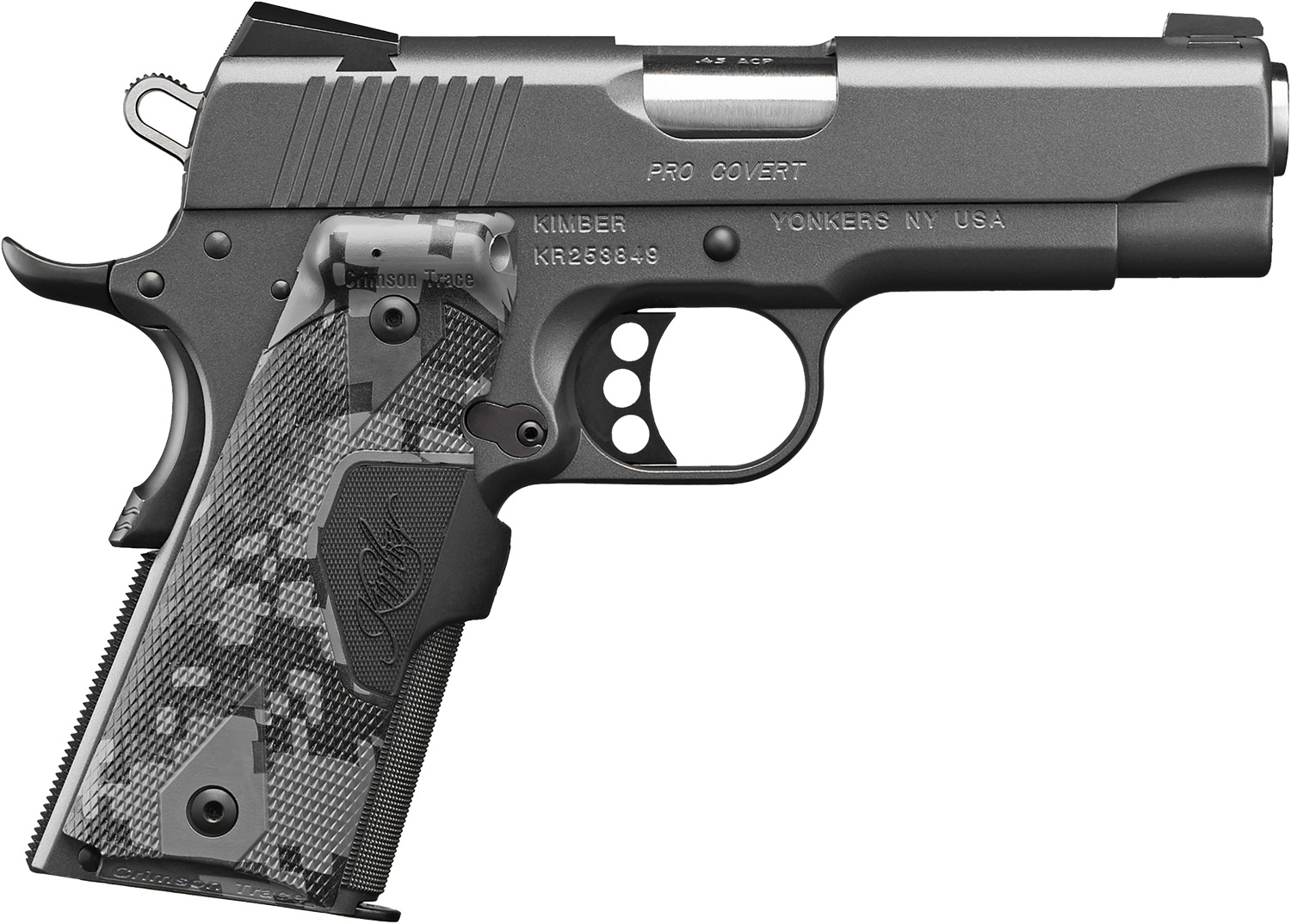 Kimber Mfg.,inc 3000244 Pro Covert 45 ACP 7+1 4" Stainless Steel Slide Charcoal Gray KimPro II Crimson Trace Urban Camouflage Grip