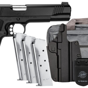 Kimber Mfg.,inc 3700812 Custom LW Club Bundle 45ACP 7+1 5" Front Serrations Stainless Slide KimPro Black F/S Rubber Grip