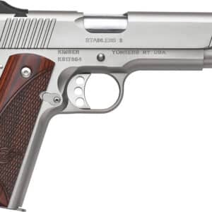 Kimber Mfg, Inc 3200328 Stainless II Full Size Frame 45 ACP 7+1 5" Stainless Match Grade Barrel, Satin Silver Serrated Stainless Steel Slide & Frame w/Beavertail, Rosewood Grip