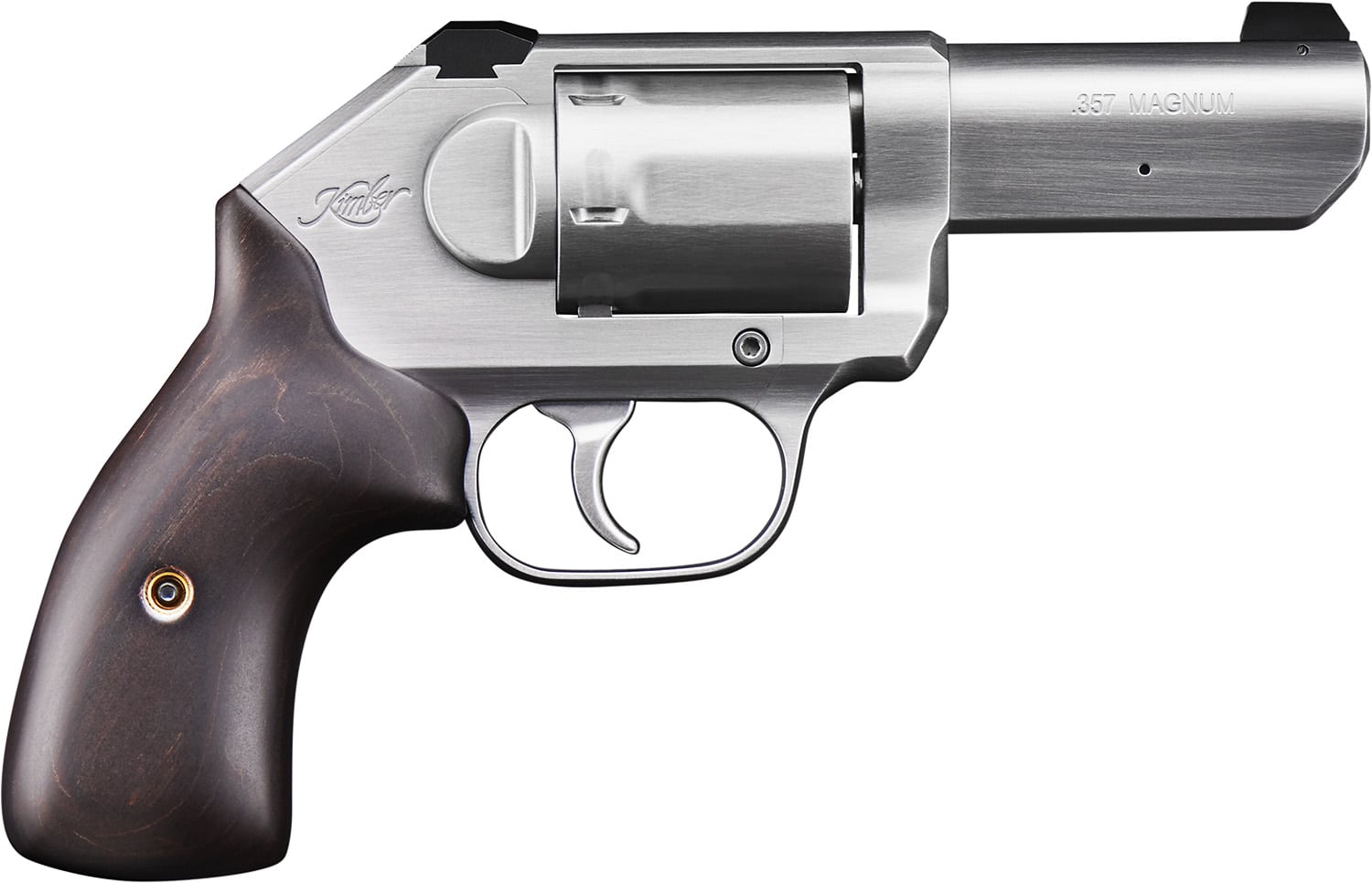 Kimber Mfg, Inc 3400011 K6S Stainless 3 357 Mag 6 Shot 3" Brushed Stainless Steel Barrel &s Cylinder, Brushed Stainless Steel Frame, Large Smooth Walnut Grip, Concealed Hammer