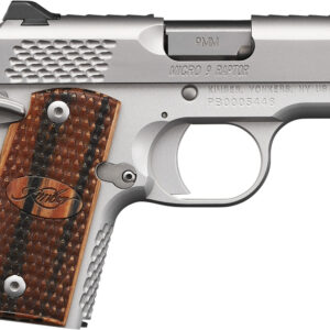 Kimber Mfg.,inc 3300109 Micro 9 Stainless Raptor 9mm 6+1 3.15" Stainless Steel Slide KimPro Silver Zebrawood with Scale Pattern and Kimber logo Grip