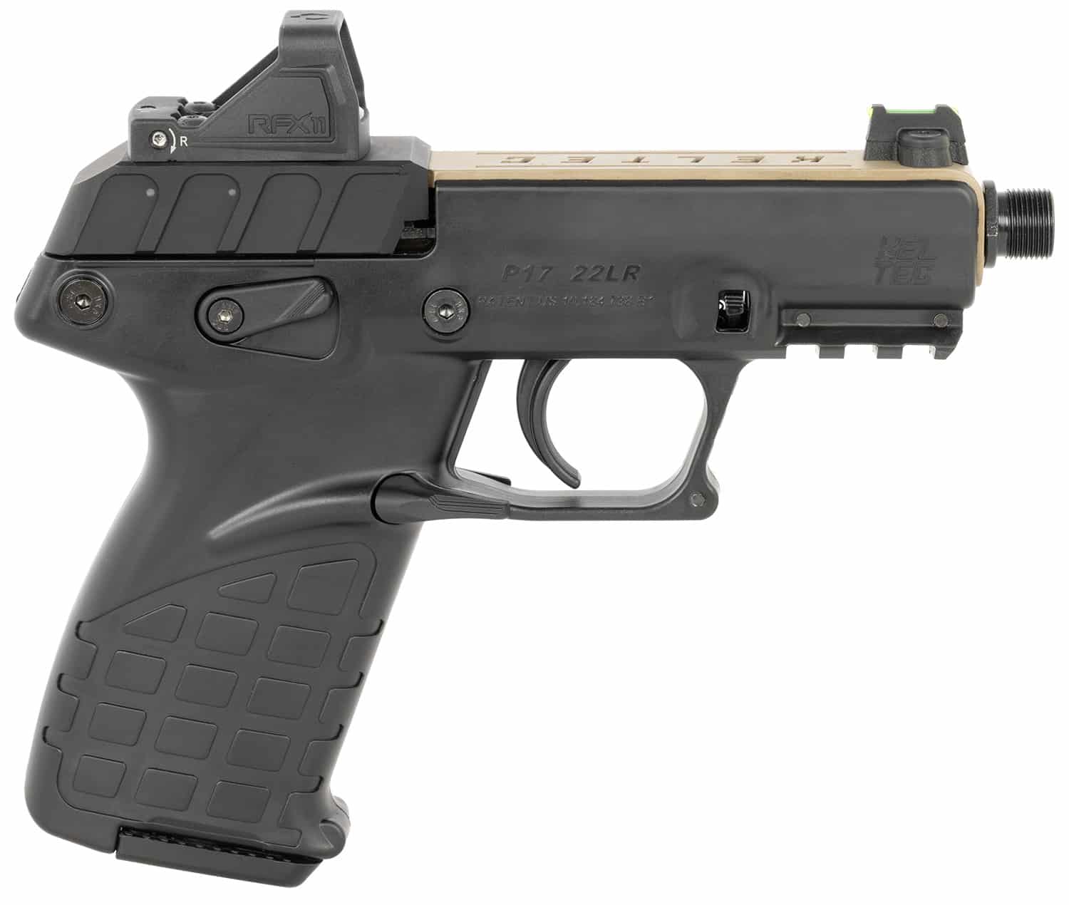 Kel-Tec P17TANBLKOPTIC P17 22 LR 16+1 3.80" w/Optic & Holster Tan/Black