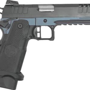 Great Lakes Firearms GL1911DS9FSSBLU 1911 DS Synergy 9mm Luger 20+1 5" Optic Cut/Serrated Cerakote Black Molded Grip Blue Titanium Frame