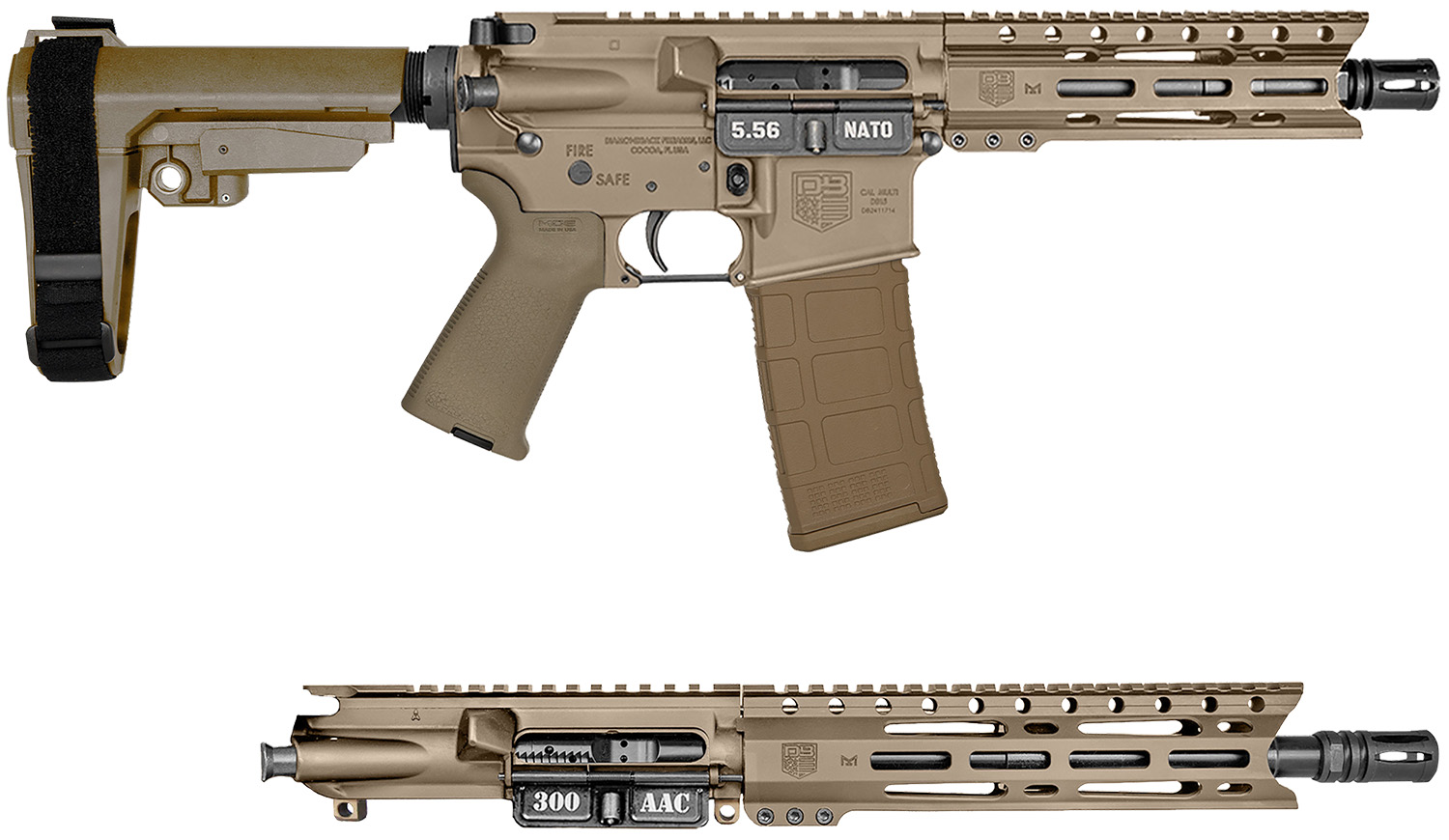 Diamondback DB195AK061 DB15 5.56/300BLK 30rd 7"/10" Black Nitride Flat Dark Earth Flat Dark Earth Magpul Grip