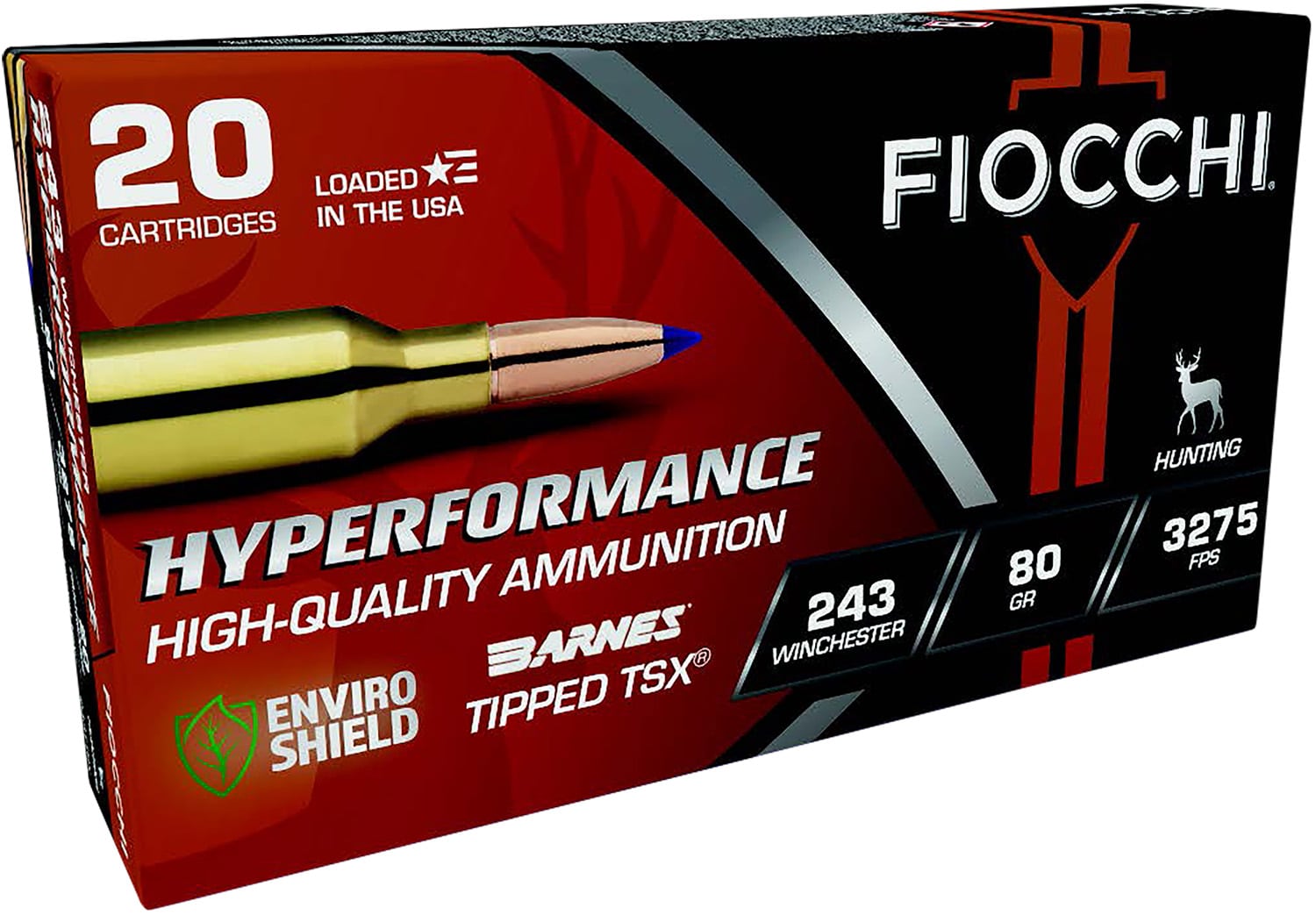 Fiocchi 243TTSX Hyperformance 243Win 80gr Barnes Tipped TSX 20 Per Box/10 Case