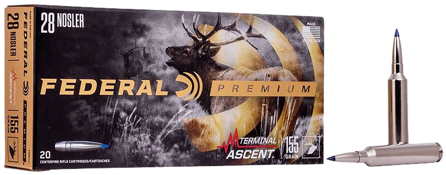 Federal P28NTA1 Premium 28Nosler 155gr Terminal Ascent 20 Per Box/10 Case