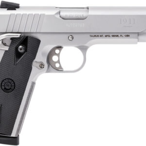 Taurus 1-191109 1911  Full Size Frame 45 ACP 8+1 5" Matte Stainless Steel Barrel, Serrated Slide, Matte Stainless Steel Frame w/Beavertail, Black Checkered Polymer Grip, Right Hand