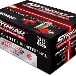 Ammo Inc 45230JHPSTRKRED Streak Visual (RED) 45ACP 230gr Jacketed Hollow Point 20 Per Box/10 Case