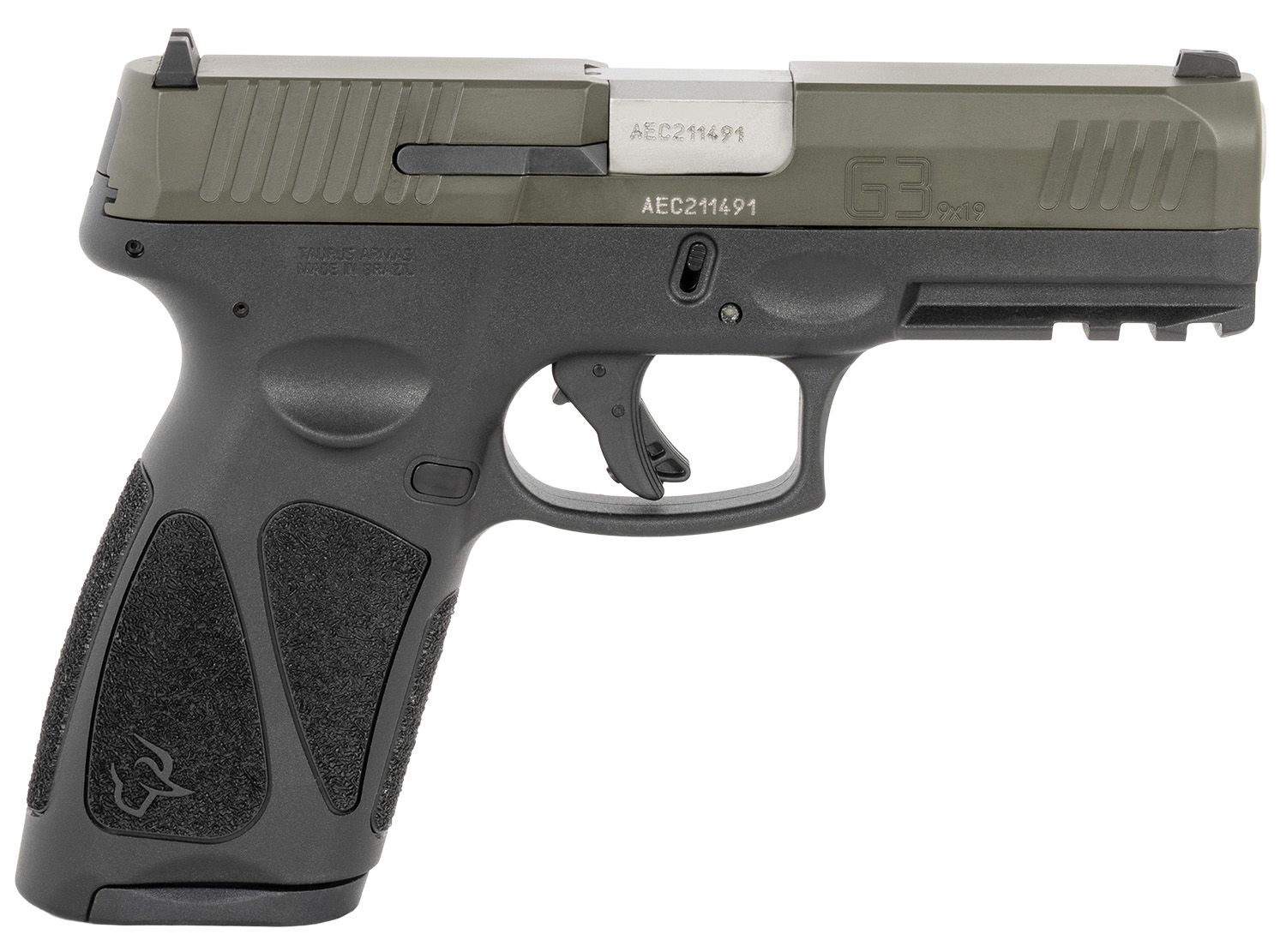 Taurus 1-G3B94B G3 Full Size Frame 9mm Luger 17+1 4" Matte Stainless Steel Barrel, OD Green Serrated Alloy Steel Slide, Black Polymer Frame w/Picatinny Rail, Textured Grip