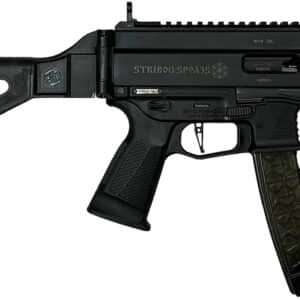 Grand Power 810091152836 Stribog SP9A35S 9mm Luger 30+1 8" Black Picatinny Rail Receiver, SB Tactical Brace, Black Polymer Grip