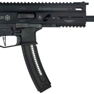 Grand Power 8588005808606 TR22 Stribog 22 LR 25+1 10" Black Threaded Barrel, Black Hardcoat Anodize Receiver w/Picatinny Rail, Black Polymer Grip, Ambidextrous