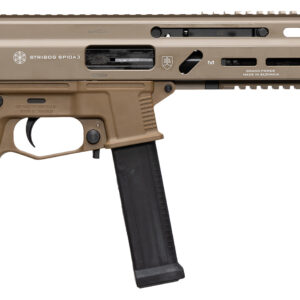 Grand Power 197892004800 SP10A3 Stribog 10mm Auto 20+1 8" Black Threaded Barrel, Flat Dark Earth Aluminum Picatinny Rail Receiver, FDE Polymer Grip, Thread Protector