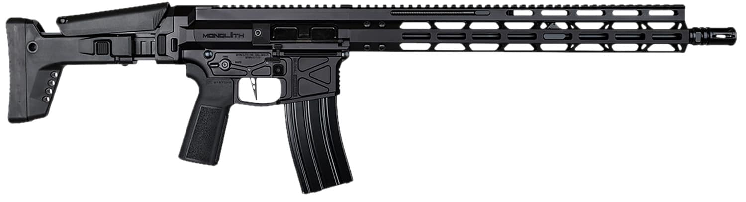 Global Ordnance LLC 197892003223 Monolithic 5.56 NATO 16" Barrel, M-LOK Handguard, Modular Black Stock, Black Polymer Grip