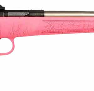 Crickett KSA2441 Gen2 Youth 22 LR 1rd 16.13" Stainless Single Shot Barrel, Stainless Steel Receiver, Pink w/Gold Webbing Fixed Synthetic Stock