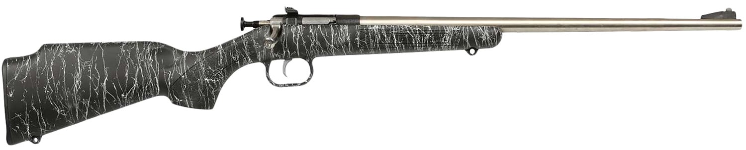 Crickett KSA2444 Gen2 Youth 22 LR 1rd 16.13" Stainless Single Shot Barrel, Stainless Steel Receiver, Black w/White Webbing Fixed Synthetic Stock