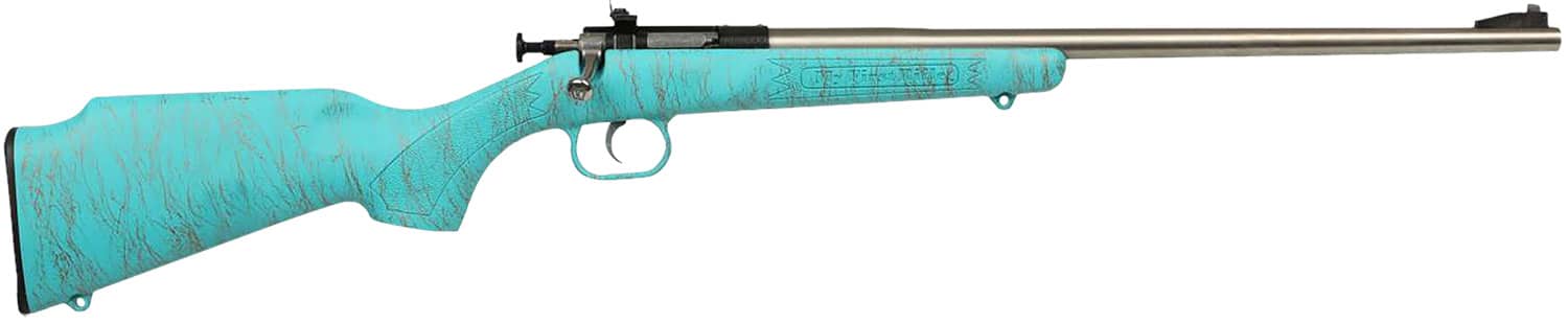 Crickett KSA2446 Gen2 Youth 22 LR 1rd 16.13" Stainless Single Shot Barrel, Stainless Steel Receiver, Blue w/Gold Webbing Fixed Synthetic Stock