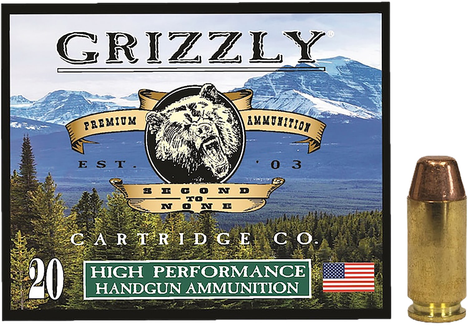 Grizzly Ammo GC40SW5 40S&W 200gr Full Metal Jacket Flat Point 20 Per Box/10 Case