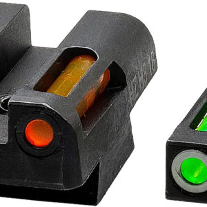 HiViz CZN421 LiteWave H3 Fiber-Optic Sight Set Green Tritium/White Outline w/ Litepipes Orange Fits CZ 75, 85, P-01