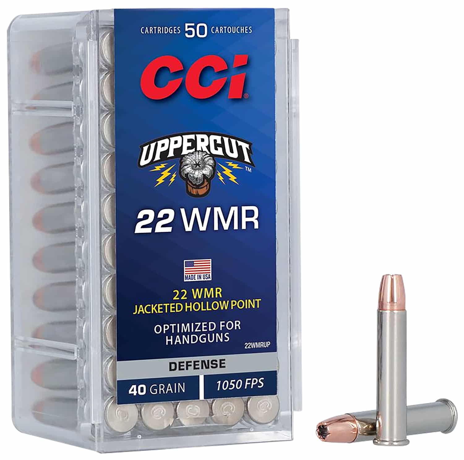 CCI 22WMRUP Uppercut 22WMR 40gr Jacketed Hollow Point 50 Per Box/40 Case