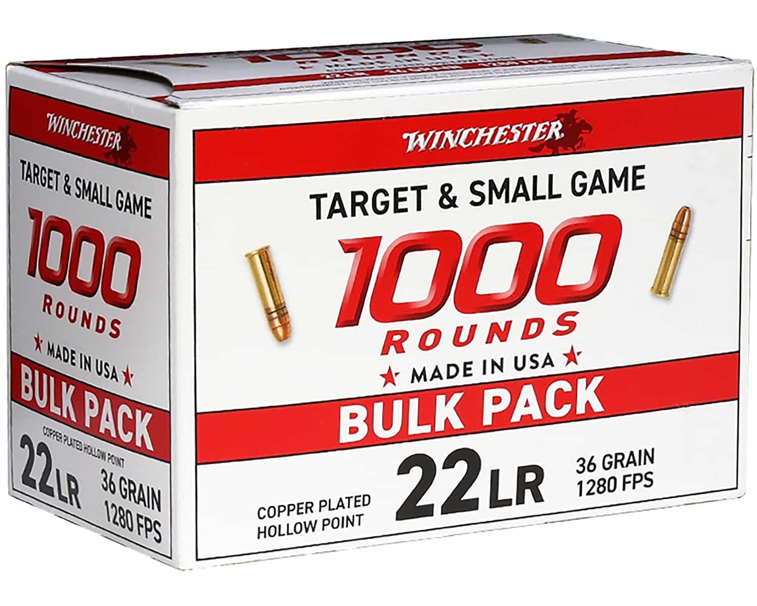 Winchester Ammo 22LR1KHP 22LR 36gr Plated Hollow Point 1000 Per Box/2 Case