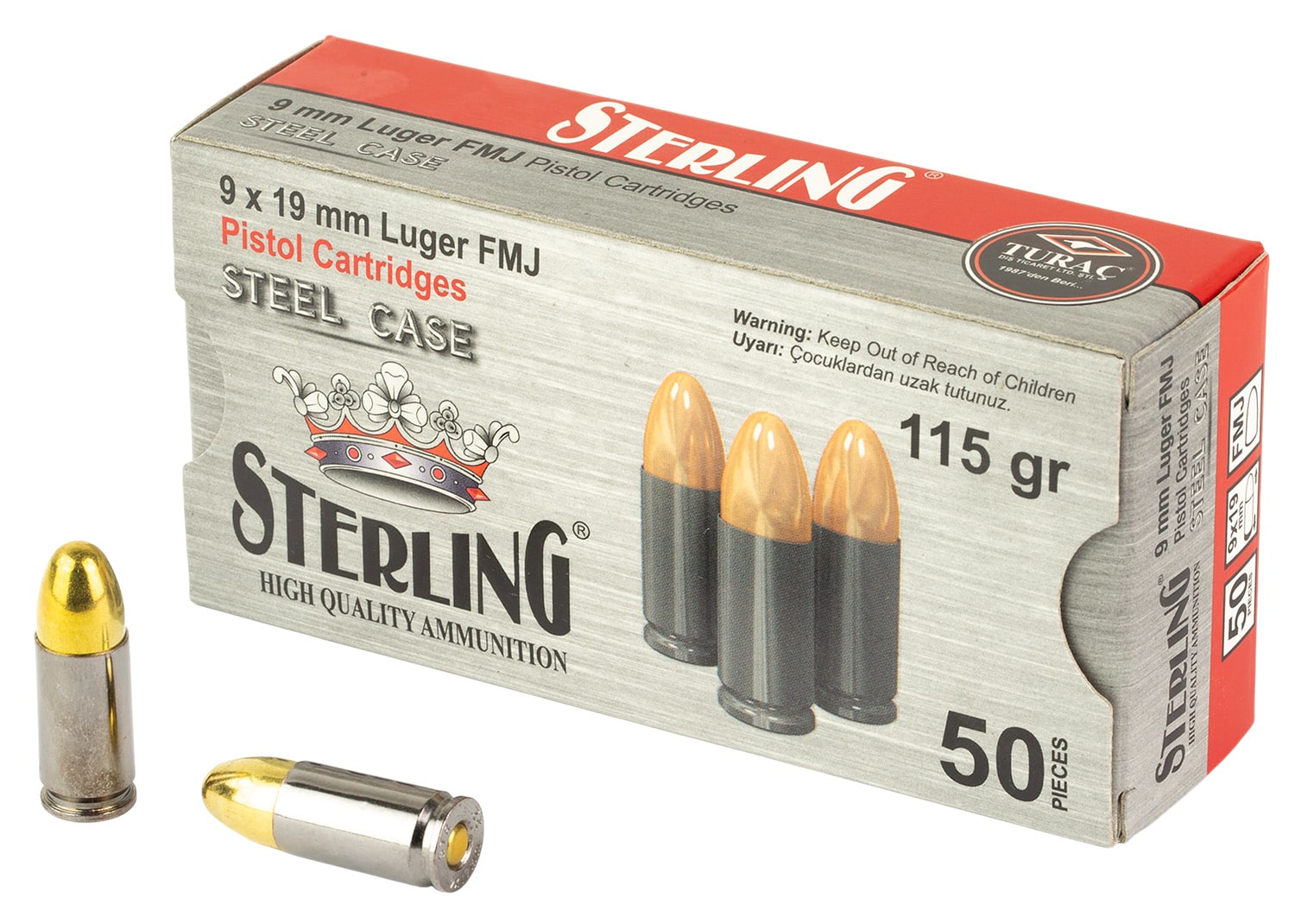 STERLING 8698779957674 9MM 115 FMJ STEEL 50/20