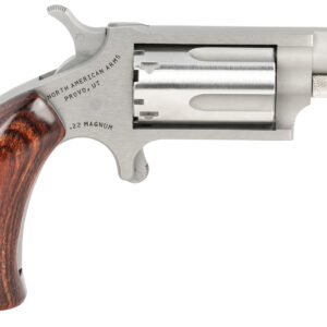 North American Arms 22MGBG Mini-Revolver Sports South Exclusive 22 WMR 5 Shot 1.63" Stainless Steel Barrel, Frame & Cylinder, Wood Boot Grip, Exposed Hammer