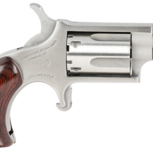 North American Arms 22LRGBG Mini-Revolver Sports South Exclusive 2 LR 5 Shot 1.13" Stainless Steel Barrel, Frame & Cylinder, Wood Boot Grip, Exposed Hammer