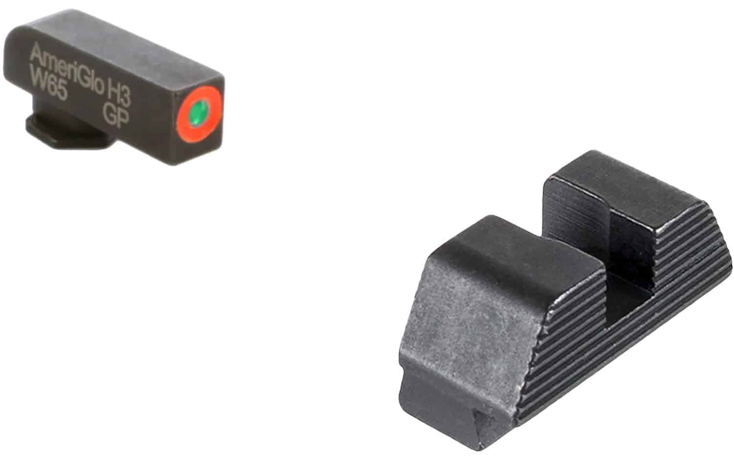 AmeriGlo GL433 Protector Sight Set for Glock Green Tritium Orange Outline Front Sight-Black Serrated Rear Sight