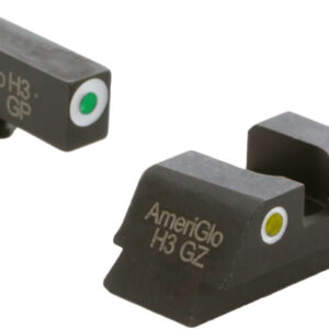 AmeriGlo GL431 Classic Tritium Sight Set for Glock Green Tritium White Outline Front Sight-Yellow Tritium White Outline Rear Sight