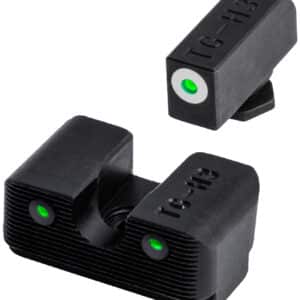 TruGlo TG231G1W Tritium Pro Low, White Outline Tritium Front/Green Tritium Rear/Black Nitride Fortress Frame, Compatible w/Most Glock Except MOS, Front Post/Rear Dovetail Mount