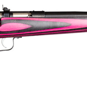 Crickett KSA2226 Youth  22 LR 1rd 16.12" Stainless Steel Barrel, Fixed Front/Adjustable Rear Peep Sights, Pink/Black Laminate Stock w/11.5" LOP, Rebounding Firing Pin Safety
