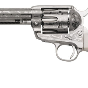 Taylors & Company 200060 1873 Cattle Brand 357 Mag Caliber with 5.50"  Barrel, 6rd Capacity Cylinder, Overall Nickel-Plated Engraved Finish Steel & Ivory Synthetic Grip