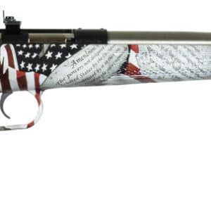 Crickett KSA3168 Youth 22 LR 1rd 16.12" Stainless Steel Barrel, Fixed Front/Adjustable Rear Peep Sights, American Flag/Amendment Synthetic Stock w/11.5" LOP, Rebounding Firing Pin Safety