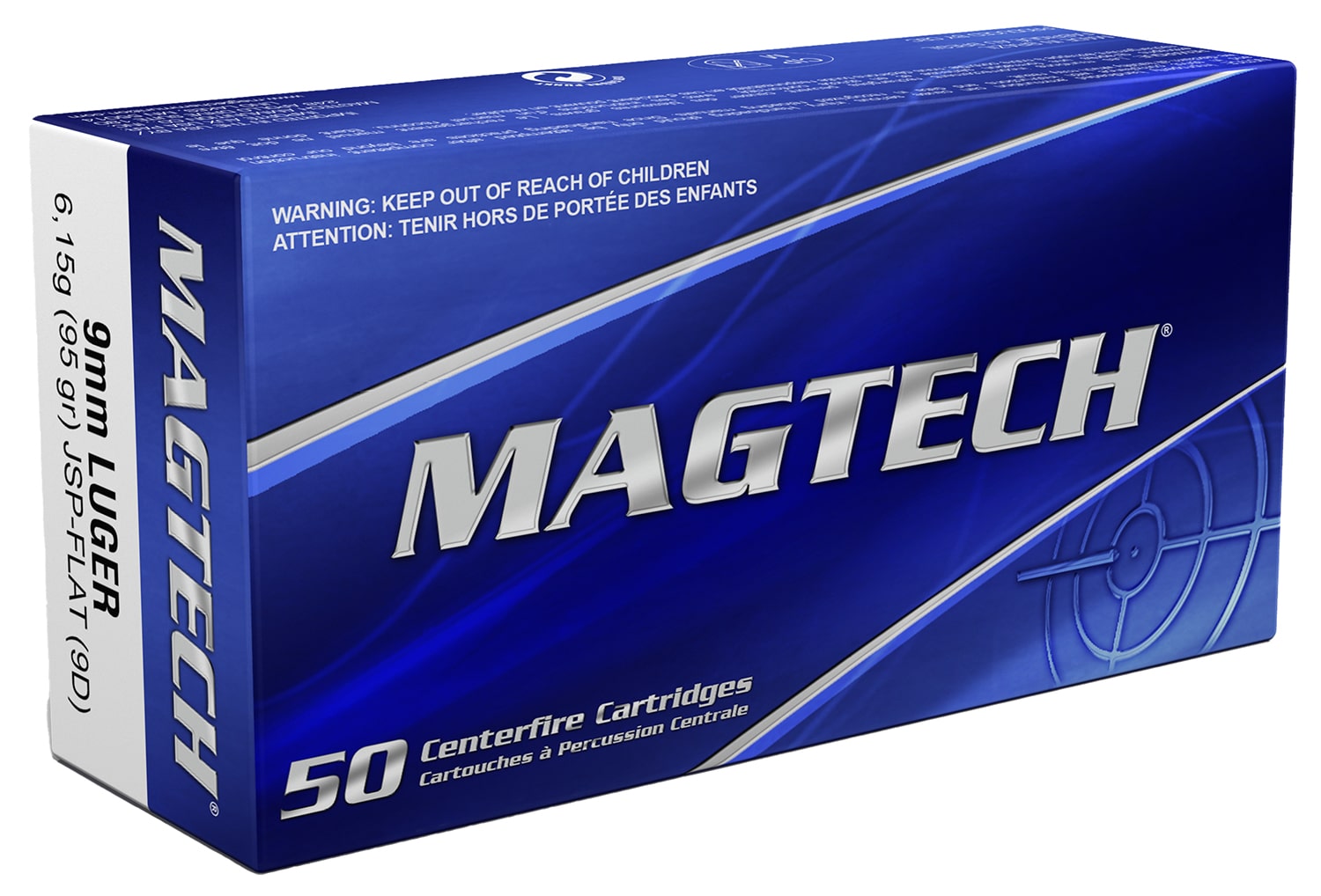 Magtech 9D Range/Training 9mmLuger 95gr Jacketed Soft Point Flat 50 Per Box/20 Case
