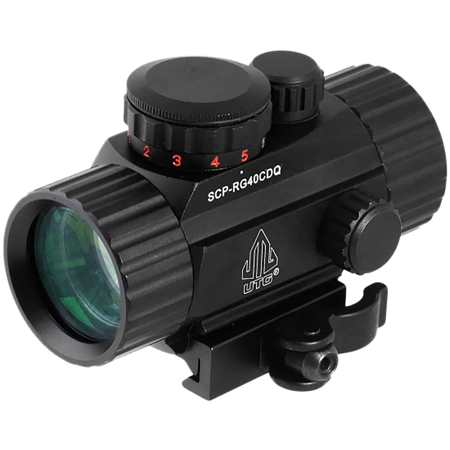 UTG SCPRG40CDQ ITA Black Hardcoat Anodized 1x 4 MOA Red/Green Dot/62 MOA Circle Reticle
