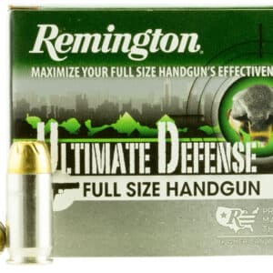 Remington Ammunition 28971 Ultimate Defense Full Size Handgun 45ACP 185gr Brass Jacketed Hollow Point 20 Per Box/25 Case