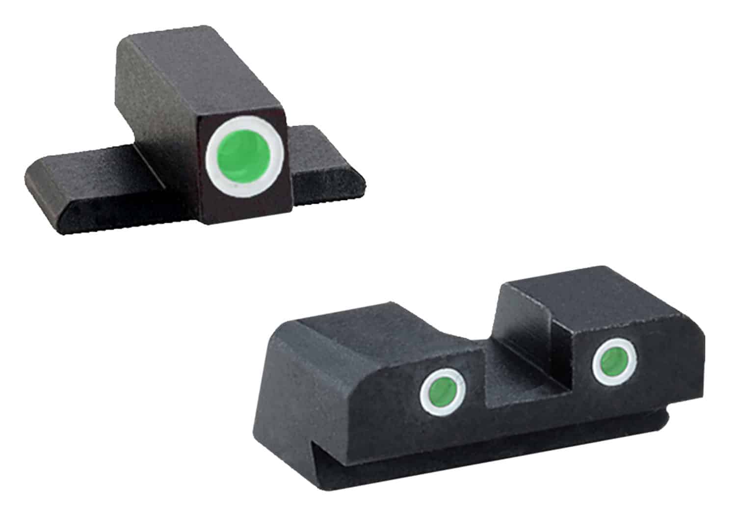 AmeriGlo XD191 Classic Tritium Sight Set for Springfield Armory XD Green Tritium White Outline Front Sight-Green Tritium White Outline Rear Sight
