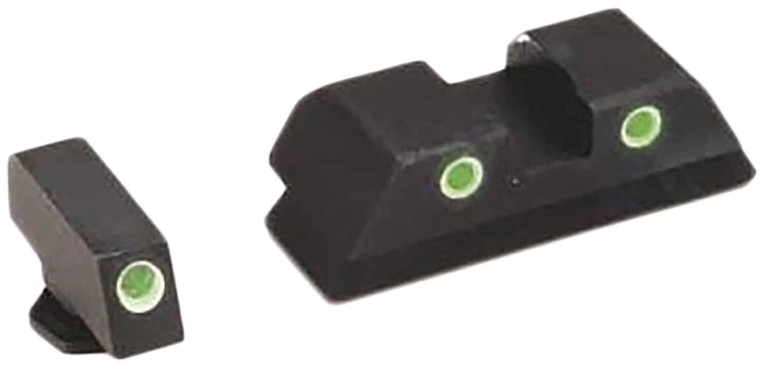 AmeriGlo GL119 Classic Tritium Sight Set for Glock Green Tritium White Outline Front Sight-Green Tritium White Outline Rear Sight