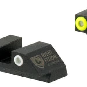 Night Fision GLK001003YGW Tritium Night Sights For Glock Green Tritium Yellow Outline Front Sight- Green Tritium White Outline Rear Sight Glock 17/17L/19/22