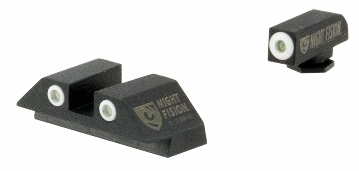 Night Fision GLK001003WGZ Tritium Night Sights For Glock Green Tritium White Outline Front Sight- Green Tritium Black Outline Rear Sight Glock 17/17L/19/22