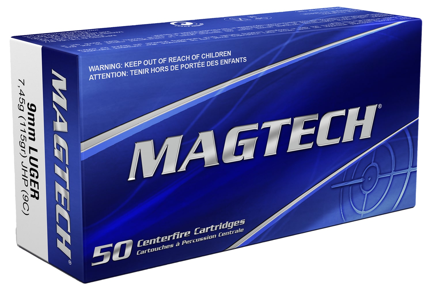 Magtech 9C Range/Training 9mmLuger 115gr Jacketed Hollow Point 50 Per Box/20 Case